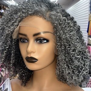 - - -Free parting kinky coily lace front in gray